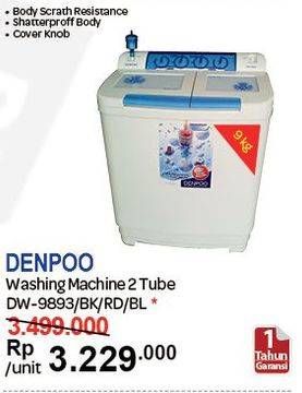 Promo Harga DENPOO DW-9893 Washing Machine BK/RD/BL  - Carrefour