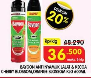 Promo Harga Baygon Insektisida Spray Cherry Blossom, Orange Blossom 600 ml - Superindo