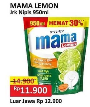 Promo Harga Mama Lemon Cairan Pencuci Piring Jeruk Nipis 950 ml - Alfamart