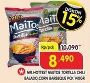 Promo Harga MR HOTTEST Maitos Tortilla Chips Balado, Corn BBQ 140 gr - Superindo