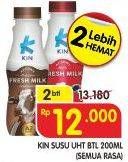 Promo Harga KIN Fresh Milk All Variants per 2 botol 200 ml - Superindo