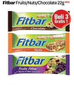 Promo Harga FITBAR Makanan Ringan Sehat Fruits, Nuts, Chocolate 22 gr - Carrefour