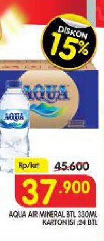Promo Harga AQUA Air Mineral per 24 botol 330 ml - Superindo
