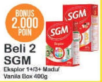 Promo Harga SGM Eksplor 1+/ 3+ Madu, Vanilla per 2 box 400 gr - Alfamart