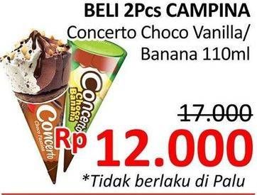 Promo Harga CAMPINA Concerto Choco Banana, Choco Passion per 2 pcs 110 ml - Alfamidi