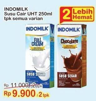 Promo Harga INDOMILK Susu UHT Cokelat, Full Cream Plain 250 ml - Indomaret
