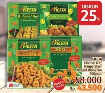 Promo Harga FIESTA Naget Cheese 123, Dino, Zoo, Happy Star 500 gr - LotteMart