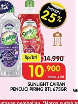 Promo Harga Sunlight Cairan Pencuci Piring BTL 675gr 675 gr - Superindo
