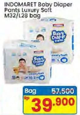 Promo Harga Indomaret Baby Diapers Pants Luxury Soft M32, L28 28 pcs - Indomaret