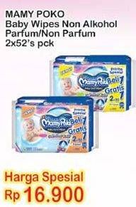 Promo Harga MAMY POKO Baby Wipes Non Perfumed, Perfumed per 2 pouch 52 pcs - Indomaret