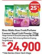 Promo Harga RINSO Anti Noda Deterjen Bubuk Classic Fresh, + Molto Purple Perfume Essence, + Molto Royal Gold 770 gr - Carrefour