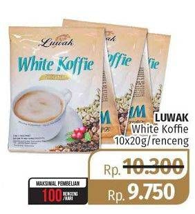Promo Harga Luwak White Koffie per 10 sachet 20 gr - Lotte Grosir