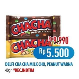 Promo Harga Delfi Cha Cha Chocolate Milk Chocolate, Peanut 40 gr - Hypermart