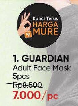 Promo Harga GUARDIAN Disposable Face Mask Adult Size 5 pcs - Guardian