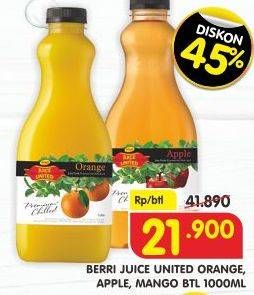 Promo Harga BERRI Juice Orange, Classic Apple, Mango 1 ltr - Superindo