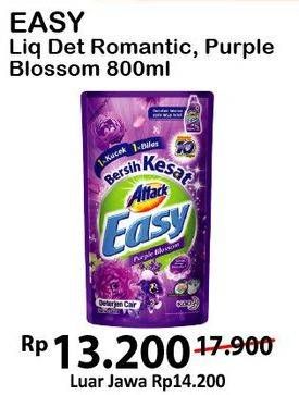 Promo Harga ATTACK Easy Detergent Liquid Romantic Flower, Purple Blossom 800 ml - Alfamart
