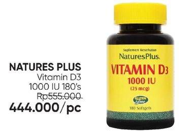 Promo Harga Natures Plus Vitamin D3 1000IU 180 pcs - Guardian