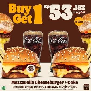 Promo Harga Mozzarella Cheeseburger + Coke  - Burger King