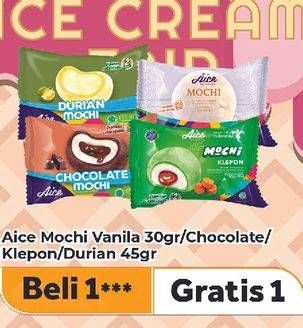 Promo Harga Aice Mochi Vanilla, Klepon, Chocolate, Durian 30 gr - Carrefour