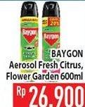 Promo Harga BAYGON Insektisida Spray Citrus Fresh, Flower Garden 600 ml - Hypermart