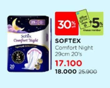 Promo Harga Softex Comfort Night Wing 29cm 20 pcs - Watsons