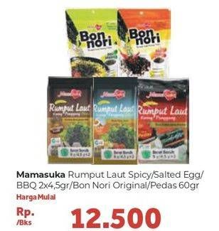 Promo Harga Rumput Laut Panggang Spicy/Salted Egg/BBQ 2x4,5g / Bon Nori Original/Pedas 60gr  - Carrefour
