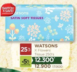 Promo Harga WATSONS X Flower Soft Pack Tissue 250 pcs - Watsons