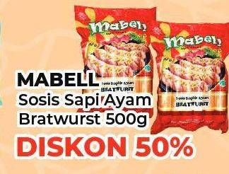 Promo Harga MABELL Bratwurst Sosis Sapi, Sosis Ayam 500 gr - Yogya
