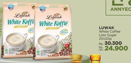 Promo Harga Luwak White Koffie Less Sugar per 20 sachet 20 gr - LotteMart