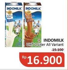Promo Harga Indomilk Susu UHT Cokelat, Full Cream Plain 1000 ml - Alfamidi