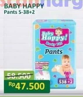 Promo Harga Baby Happy Body Fit Pants S38+2 40 pcs - Alfamart