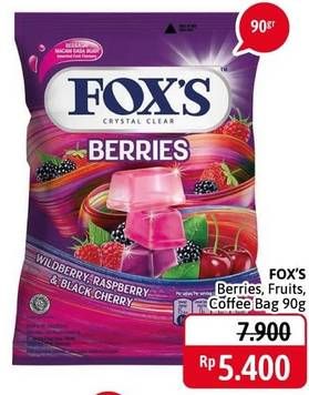 Promo Harga FOXS Crystal Candy Berries, Fruits, Coffee World 90 gr - Alfamidi