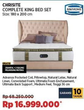 Promo Harga Simmons Christie Bed Set King 180x200cm  - COURTS