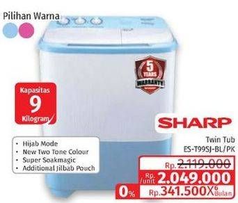 Promo Harga SHARP ES-T99SJ-BL/PK | Washing Machine Twin Tube Hijab Series 7.5kg  - Lotte Grosir