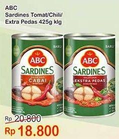 Promo Harga ABC Sardines Saus Tomat, Saus Cabai, Saus Ekstra Pedas 425 gr - Indomaret