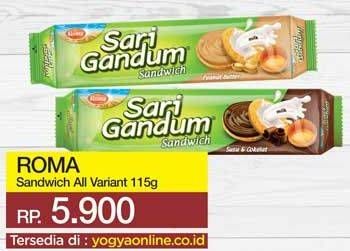Promo Harga ROMA Sari Gandum Peanut Butter, Susu Cokelat 115 gr - Yogya