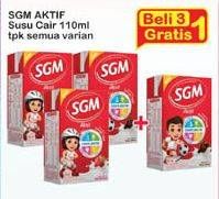 Promo Harga SGM Aktif Susu Cair All Variants per 3 pcs 110 ml - Indomaret
