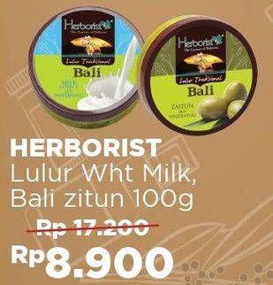 Promo Harga HERBORIST Lulur Tradisional Bali Whitening Milk, Bali Zaitun 100 gr - Alfamart