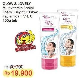 Promo Harga Glow & Lovely (fair & Lovely) Facial Foam Brightening Multi Vitamin, Bright C Glow Vitamin C 100 gr - Indomaret