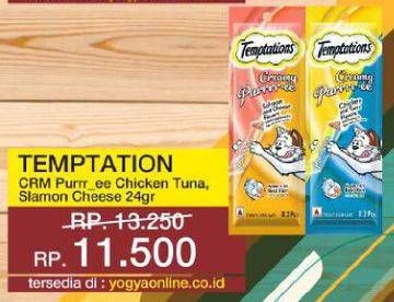 Promo Harga TEMPTATIONS Makanan Kucing Creamy Purrrr-ee Chicken Tuna, Creamy Purrrr-ee Salmon Cheese 24 gr - Yogya