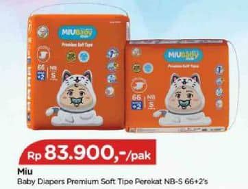 Promo Harga MIU Baby Premium Soft Tape Popok Perekat NB-S66+2 68 pcs - TIP TOP