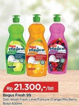 Promo Harga Bagus Fresh99 Premium Anti Bacterial Dish Washing Liquid Fresh Lime, Fortune Orange, Mix Berry 600 ml - TIP TOP