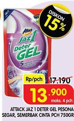 Promo Harga ATTACK Jaz1 DeterGel Pesona Segar, Semerbak Cinta 750 ml - Superindo