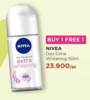 Promo Harga NIVEA Deo Roll On Extra Whitening 50 ml - Watsons