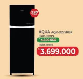 Promo Harga Aqua AQR-D275 Kulkas 2 Pintu Freezer Atas Black  - Yogya