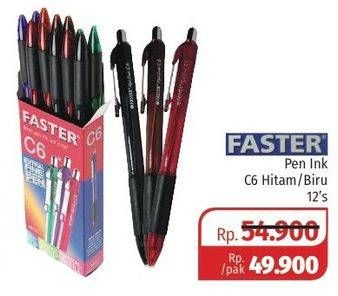 Promo Harga FASTER Pen Ink Hitam, Biru 12 pcs - Lotte Grosir
