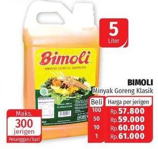 Promo Harga BIMOLI Minyak Goreng 5 ltr - Lotte Grosir