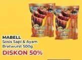Promo Harga Mabell Bratwurst Sosis Ayam, Sosis Sapi 500 gr - Yogya