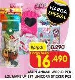 Promo Harga Main Animal World/ LOL Make Up Set, Unicorn Sticker  - Superindo