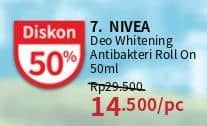 Promo Harga Nivea Deo Roll On Whitening Antibakteri 50 ml - Guardian